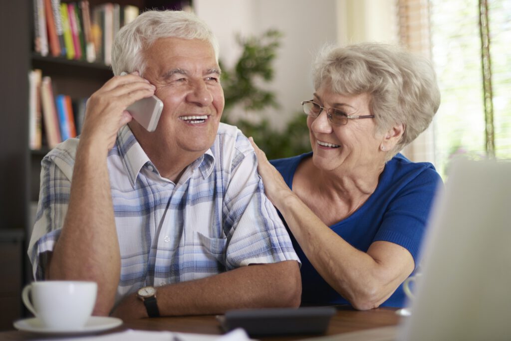 Old man talking on the phone