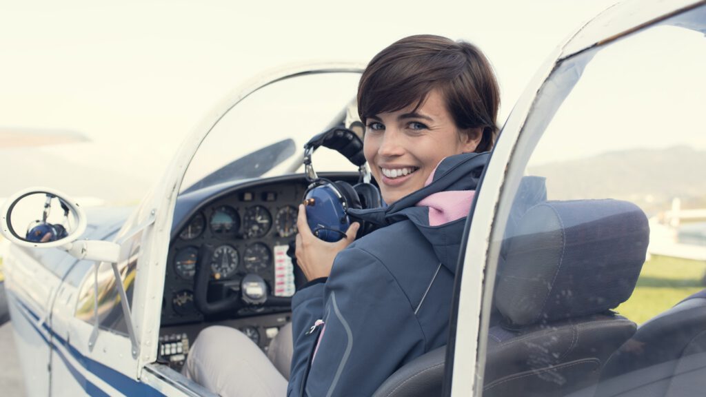 Pilot in the aircraft cockpit